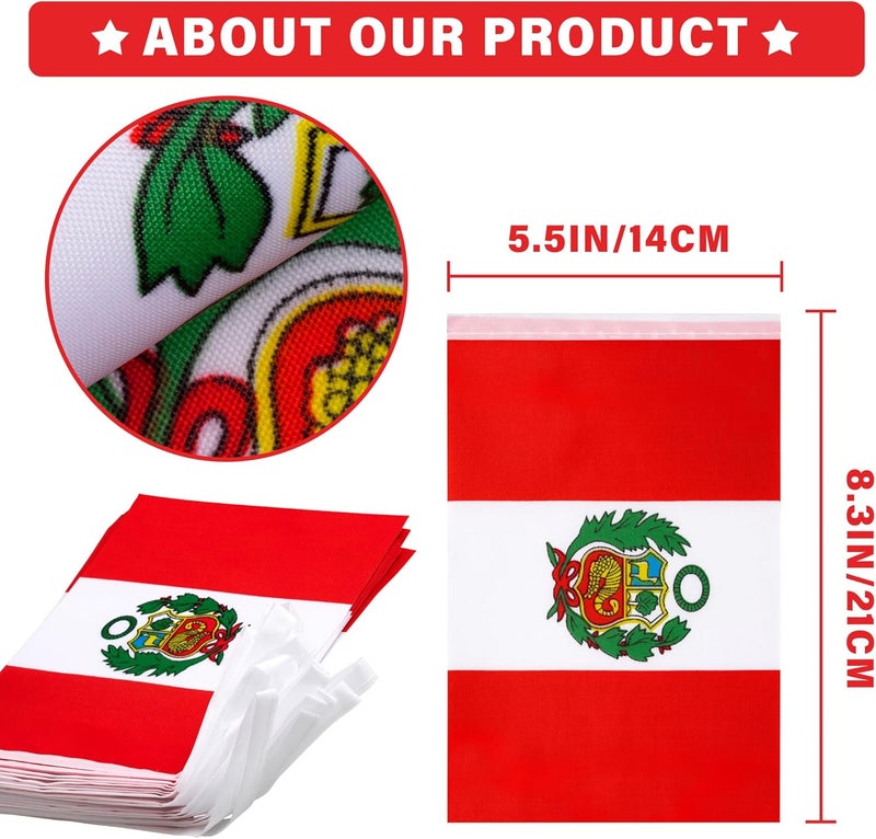MVPRING Peru String Flag Pennant Banner, Small Mini Peruvian Flags Bunting Banner, National Country Decoration for School, Party, Sports Events, Patriotic Festival, 33 Feet 30 Flags - Image 3